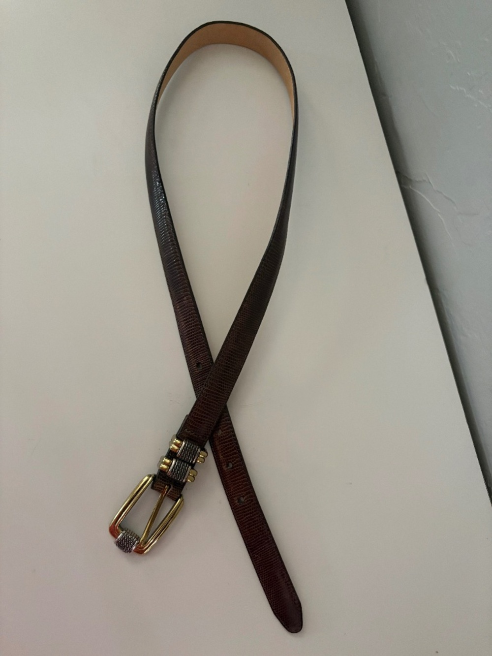 Brighton Classics Brown Snakeskin Embossed Leather Belt 4B608 Size M/L 32